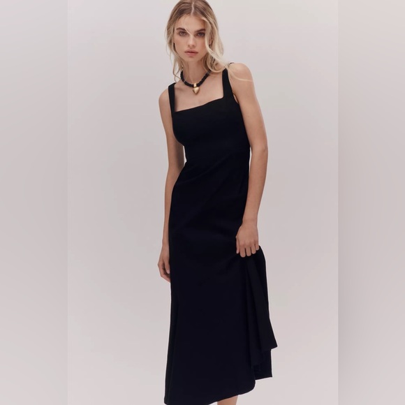 Anthropologie The Ariana Square-Neck Asymmetrical Ruffle-Hem Dress - Picture 3 of 15